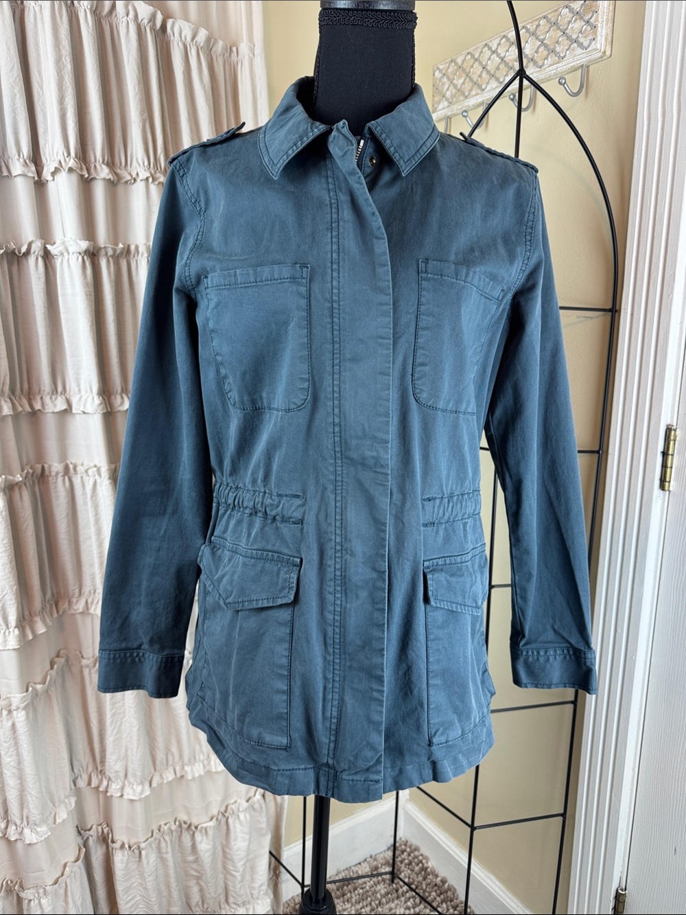 hinge Designed in Seattle Slate Blue Utility Jacket with Drawstring Waist Size S